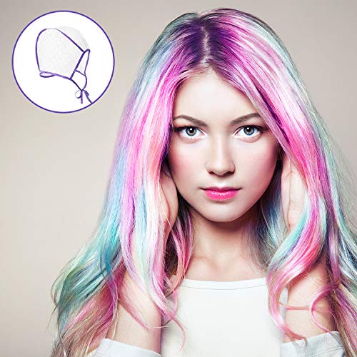 6 Pieces Highlighting Cap Hair Frosting Cap Highlight for Dye Color Bleach with Plastic Hooks Hair Coloring Salon Hairdressing Tool Kit Supplies(Purple)