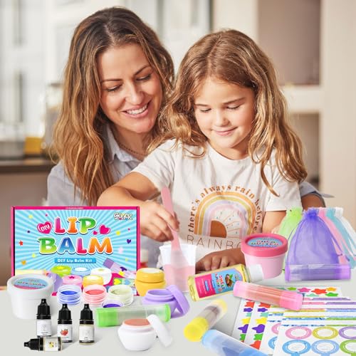 GZDUCK DIY Lip Balm Making Kit- 42Pcs Lip Balm Making Set for Girls, Make Your Own Lip Gloss, Lip Gloss Making Set with Multi-Flavor Multicolored DIY Makeup Set Gifts for Women Teens Kids