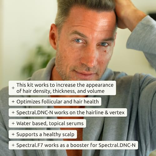 DS Labs Spectral Men's & Spectral Booster, Hair Density Serum - Leave-In, Strengthening, Thickening, Minimize Shedding, 60mL, Packaging May Vary