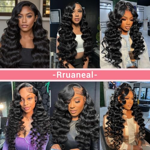 30 Inch 13x6 Loose Wave Lace Front Wigs Human Hair 220% Density HD Transparent Lace Frontal Wigs Human Hair Loose Deep Wave Wigs Pre Plucked with Baby Hair for Women