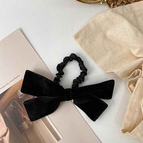 Velvet Scrunchies with Bow and Rubber Bands - Hair Ties, Ponytail Holders, and Hair Accessories for Girls and Women
