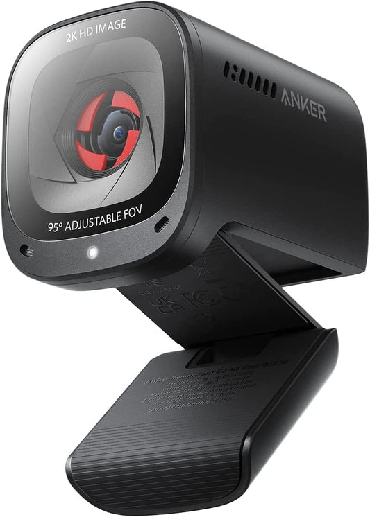 Anker PowerConf C200 2K Webcam for PC/Laptop/Mac, Computer Camera, Low-Light Correction, AI-Noise Canceling Mics, Adjustable Field of View, Built-in Privacy Cover, Stereo Mics, for Meeting
