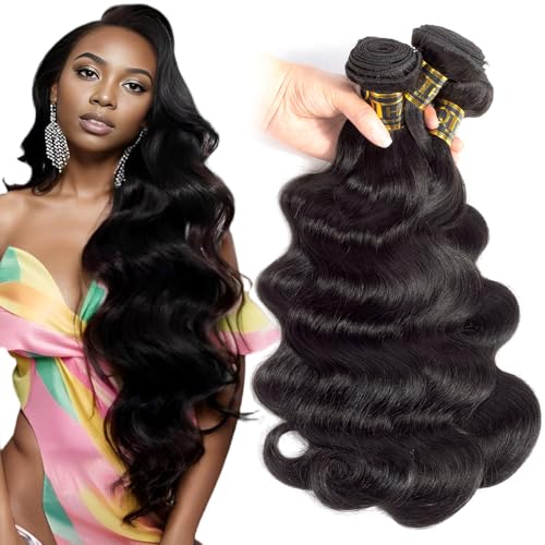 QTHAIR 16A Brazilian Virgin Hair Body Wave Human Hair Bundles 14 14 14 inch 300g 100% Unprocessed Virgin Brazilian Body Wave Human Hair Weave Natural Color for Black Women