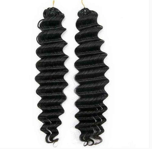 Deep Wave Knotless Pre-Separated Crochet Hair Extensions Human Hair Loose Wave Crochet Hair Natural Black Machine Made Feather Human Hair Extension 18inch 60g