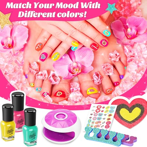 Kids Spa Day Kit for Girls,Girls Foot Spa with Nail Dryer & Bath Bombs,Kids Foot Spa with Music Foot Soak Tub & Nail Polish Set for Girls,Girls Toys Gifts for 6-12,Christmas Birthday Gifts