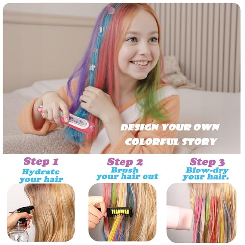 Hair Gem Stamper Kit with Reusable Bling Jewels & Washable Chalk - Girls Hair Styling Toys, Creative DIY Accessories, Birthday Gifts for Ages 5-12 (Light Hair Friendly)