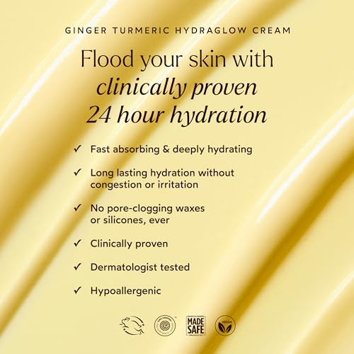 True Botanicals - Ginger Turmeric Hydraglow Cream | Non-Toxic, Cruelty-Free | Hypoallergenic | Lightweight, Long Lasting Hydration, Age-Correcting Antioxidants | MADE Safe (1.7 oz | 50 ml)