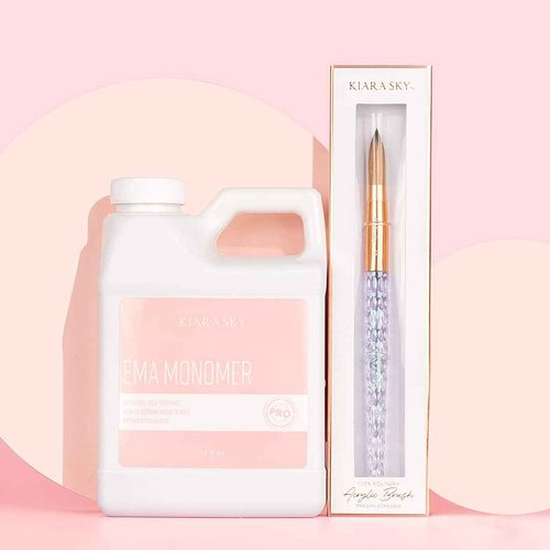 Kiara Sky EMA Liquid Monomer 16 oz and #14 Kolinsky Acrylic Brush Starter Set