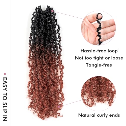 Toyotress Yanky Twist Crochet Hair - 10 Inch 8 Packs (30 Strands/Pcs) Fluffy Spring Mini Twist Short Bob Passion Twist, Ombre Ginger Pre-Looped Crochet Braids Braiding Hair (10 Inch, OT350-8P)