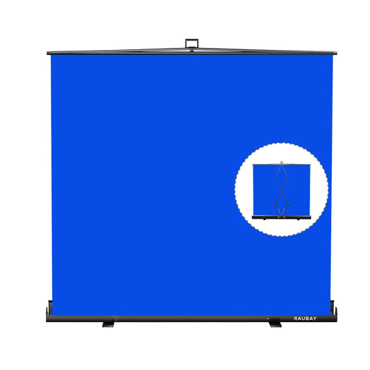 【Wider Style】 RAUBAY 78.7 x 82.7in Large Collapsible Blue Screen Backdrop Portable Retractable Chroma Key Panel Photo Background with Stand for Video Conference, Photographic Studio, Streaming