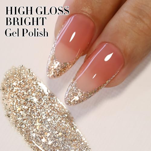 Double Rhythm 15ML Glitter Gel Polish Shimmer Reflective Holographic Color Magnetic for Nail Art Salon DIY at Home (B1117)