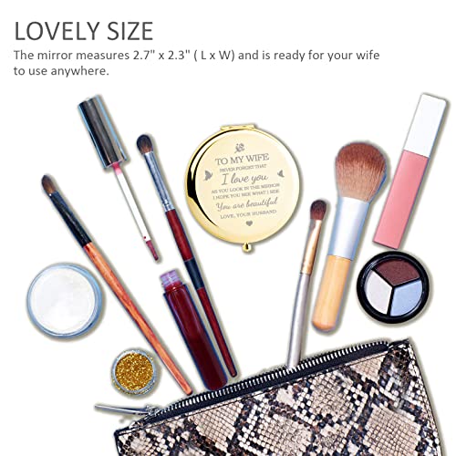 Gifts for Wife I Love You Wife Gold Compact Mirror