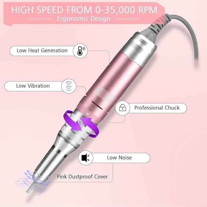 35000RPM Portable Nail Drill Machine, HoMove Professional Nail Drill Machine, Rechargeable Electric Efile Nail Drills for Acrylic Gel Nails, Cordless Portable Nails Drill【Rose Gold】