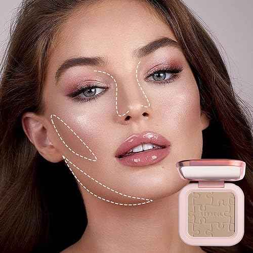 Face Sculpting Contour Palette, Blendable Silky Texture Contour Powder, Multiuse Baked Makeup Palette, Pigmented Cool Toned Bronzer for Light Skins-Grey Brown