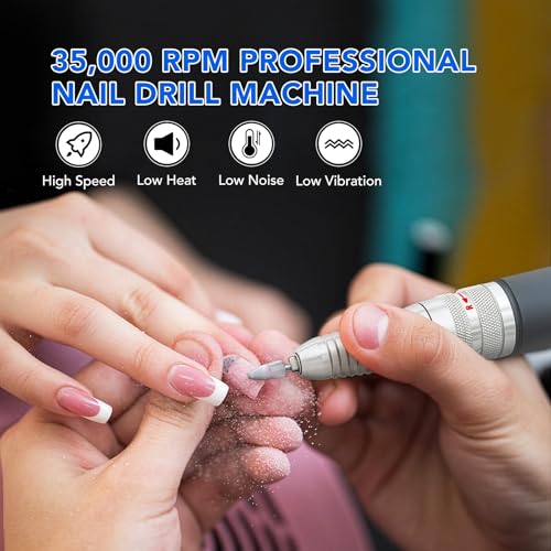Nail Drill Handpiece for UP200 Machine, 35000RPM Professional Electric Nail File Machine Replacement 3 Pins for Manicure Art Tool, Low Noise and Smooth (Only Handpiece)