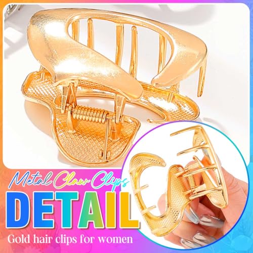 BARTOSI Small Metal Claw Clips Gold Hair Clips Nonslip Hair Claw Clips Hair Accessories for Women and Girls (Pack of 3)