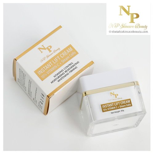 NP Skincare Instant Lift Cream with Vitamin C, Argireline, and Plant-Based Stem Cells for Moisturizing and Rejuvenated Skin - Visibly Reduces Wrinkles, Puffiness, and Dark Circles, 50 grams