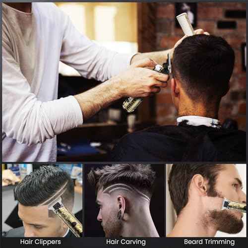 Hair Clippers for Men, Professional Hair Trimmer Barber Cordless Zero Gapped Hair Clippers with LCD Display, Mens Gifts Beard Trimmer T Liners Shavers Edgers Clipper for Hair Cutting - Gold