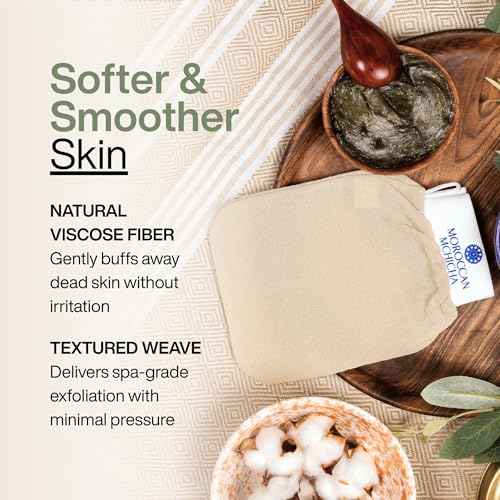 Kessa Exfoliating Glove for Shower, Dead Skin and Self Tan Remover for Body, Kessa Glove for Use with Moroccan Black Soap