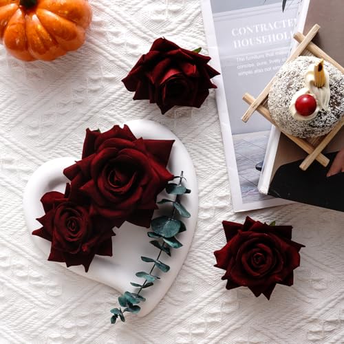 3 Pcs Rose Flower Hair Clip Rose Brooch Flamenco Dancer Hairpin Mexican Hair Accessories for Woman Girls Wedding Party Mother's Day Halloween Costume (2 Styles) (Dark Red)