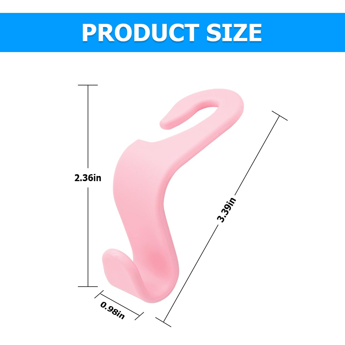 4PCS Car Back Seat Headrest Hooks, Rear Car Seat Storage Headrest Hanger Holder Hooks Organizer, Universal Auto Interior Accessories for Bag Purse Handbag Cloth Coats Grocery (Light Pink)