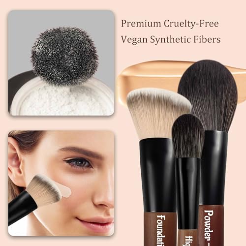 Jilier Travel Makeup Brush Set, 14 pcs Mini Makeup Brushes for Foundation, Powder, Eyeshadow, Highlight, Contour, Blush & Concealer, Small Makeup Brush Set Purse Size with Case