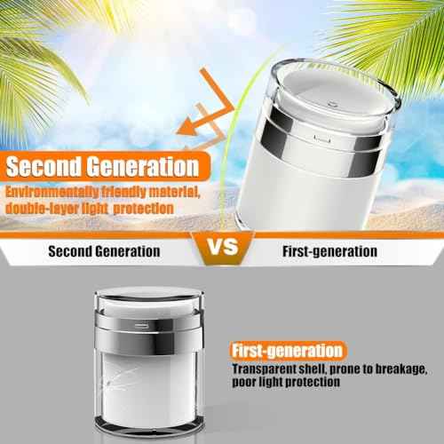 Airless Pump Jar, 1.7 oz Airless Pump Bottles, Travel Lotion Container ? Vacuum Dispenser for Cream ? Leak-Proof TSA-Friendly Design Keeps Cream Fresh ? Multi-Purpose for Lotion, Sunscreen (2 Pack)