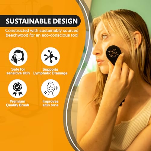 Dry Facial Brush, Exfoliating Face Brush, High Quality Beechwood, Supports Lymphatic Drainage, Natural Face Brush