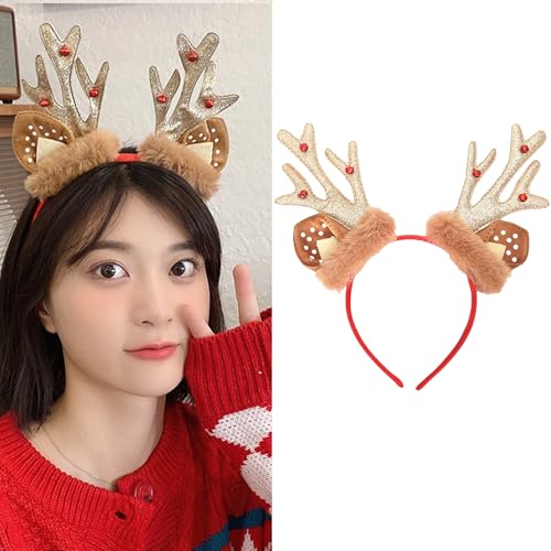 Macute Christmas Antlers Headband Deer Ears Headbands Party Cosplay Sequins Antlers Hair Band Christmas Hair Accessories