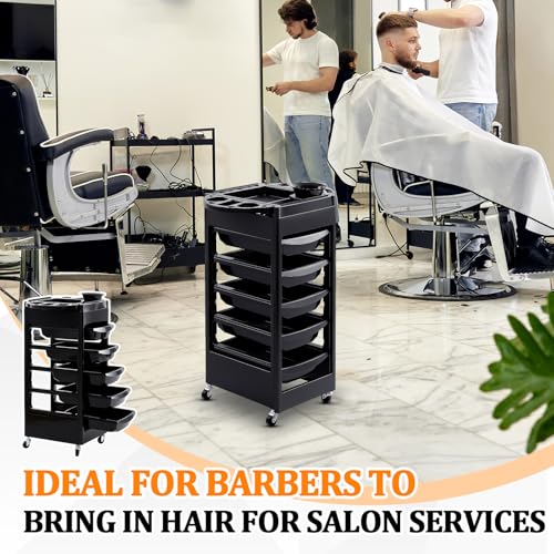 32 x 14 Inches Salon Rolling Trolley Cart with Wheels 5 Drawers Beauty Rolling Salon Cart Salons Stations for Hair Stylist Hair Storage Tool Carts Rollings Carts for Tattoo Hairdressing