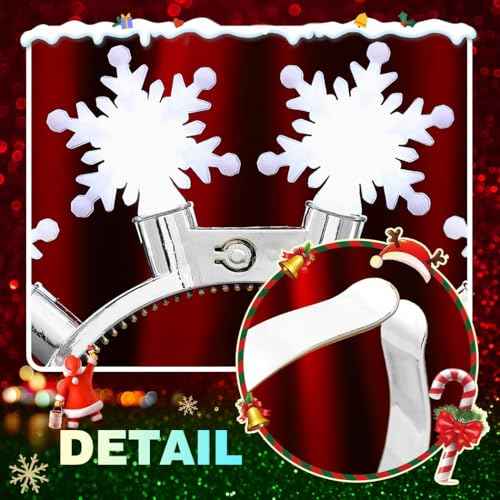 JEAIRTS Light Up Christmas Snowflake Headband Glowing Xmas Headpiece Led Christmas Costume Hair Accessoires