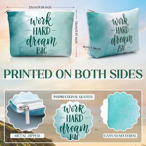 40 Pcs Employee Appreciation Gifts Inspirational Canvas Makeup Bags Compact Mirrors Bulk Cosmetic Bags Portable Mirror Thank You Gifts for Women Christmas Nurse Practitioner (Motivation)