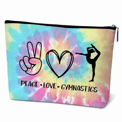 ONDTOM Peace Love Gymnastics Makeup Bags for Teens, Girls Gymnastics Gifts for Players Kids Friends, Gymnastics Stuff Accessories-B53