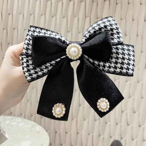 2PCS Checkered Bow Hair Clips for Women Girls, Cute Bow Hair Clips, Black Checkered to School Outfit, Wedding Party Hair Accessories