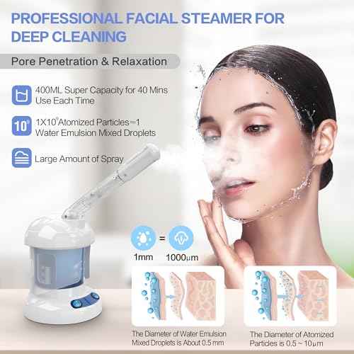Kingsteam Facial Steamer - Ozone Steamer with Extendable Arm - Professional Nano Ionic Facial Steamer for Deep Cleaning - Portable for Personal Care Use at Home or Salon