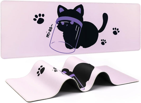 YUNZII Keynovo Gaming Mouse Pad, Large Mouse Pad, Non-Slip 4mm Laptop Gaming Desk Pad for Office and Home(Naughty cat, 31.49'' x 11.8'')