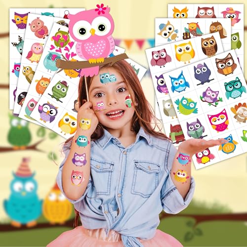 96PCS Owl Temporary Tattoos Stickers for Kids - Cute Party Favors, Birthday Party Tattoos, Classroom Prizes, Christmas & School Gifts, Fun Tattoos for Boys & Girls