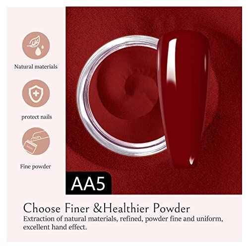 AILLSA Dip Powder Wine Red for Valentine's Day, Red Dip Powder Nail 1 Oz Burgundy Nail Dipping Powder French Nail Art for Starter Manicure Salon DIY at Home, Fall Winter Dip Powder Colors for Women
