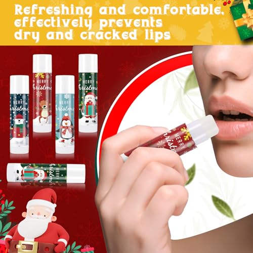 60 Set Christmas Hand Cream Gift Set, Including Moisturizing Christmas Hand Lotion, Xmas Lip Balm, Gauze Bags, Thank You Cards Natural Fragrant Xmas Hand Cream with Lip Balm Christmas Gifts