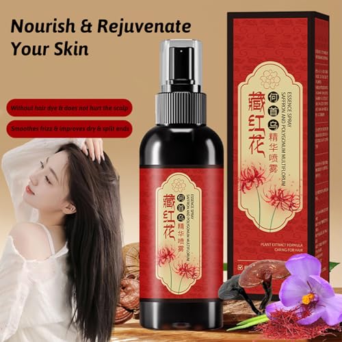 Saffron Hair Blackening Spray, Herbal Hair Color Spray for Instant Gray Coverage - Natural Plant Extract with Frizz Control, Moisturizing Non-Greasy Formula for Daily Use (2)