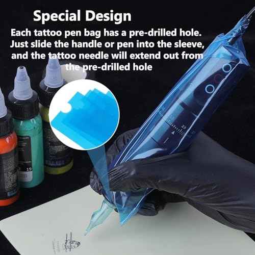 Professional Tattoo Machine Covers & Grip Tapes - 200pcs Tattoos Pen Covers and 4pcs Grip Tapes, Waterproof Tattoos Gun Wrap for Artists, Reusable Tattooing Equipment Sleeve Protectors