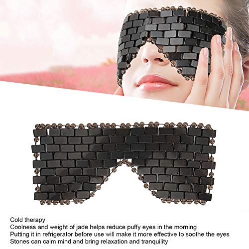 Jade Eye Mask, Jade Stones Anti-Aging Cooling Jade Eye Mask Sleeping Masks Eye Treatment Massager Eye Covers For Jade Mask For Sleeping Masks Relief Eye Fatigue(Obsidian)