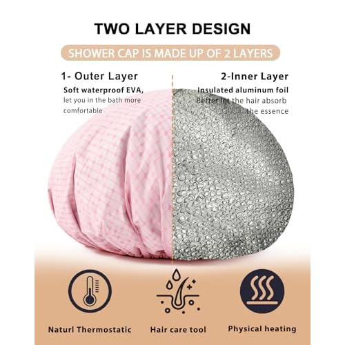 YIZIJIZI 2 Pieces Heat Cap for Deep Conditioning, Conditioning Cap Made of Aluminum Foil for Home and Salon Use, Hair Dyeing£¨pink£©