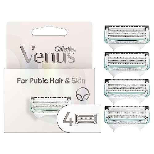 Gillette Venus Intimate Grooming Womens Razor Blade Refills with Bikini Trimmer, 4 Count
