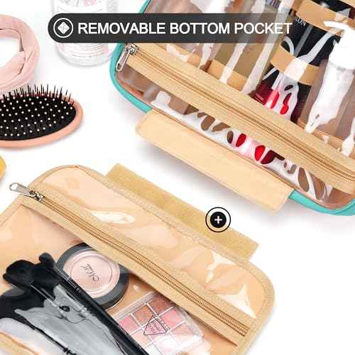 Travel Hanging Toiletry Bag for Women, Cruise Ship Essentials, with Jewelry Organizer, Extra Large Makeup Dopp Kit, Waterproof Cosmetic Bags, Toiletries Kit Set with Trolley Belt, Blue