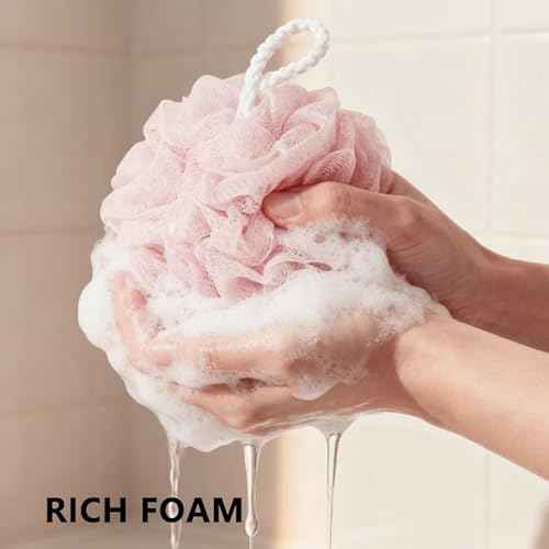 Shower Loofah Sponge for Men Women Loofah Exfoliating Body Scrubber 4 Color Mesh Shower Pouf Balls for Body Wash