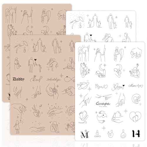 Guapa 1.5mm Silicone Tattoo Practice Skin ? Dual-Sided Pad with Family Designs for Tattoo Training, 14.5x20.5cm Realistic Fake Skin Sheet (Pink-3PCS)