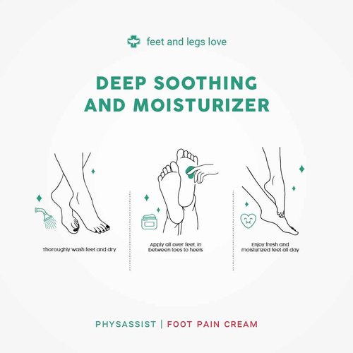 PhysAssist Soothing Foot Cream to Feet and Legs (Three - 4 oz jars) Soothing to feet and Legs.