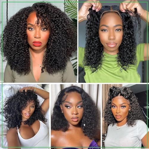 Kinky Curly Lace Front Wigs 13x6 HD Lace Front Wig for Women Short Curly 14 Inch Pre Plucked with Baby Hair 12A 180% Afro Human Hair Wigs