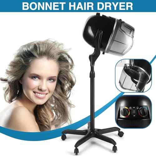Artist hand Professional Hooded Hair Dryer for Women, Height Adjustable Floor Stand Up Hair Dryer with Wheels and Timer, Sit Under Hooded Dryer for Home Beauty Spa Salon Equipment